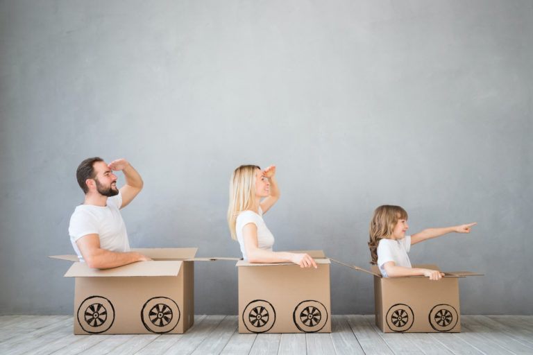 Family New Home Moving Day House Concept